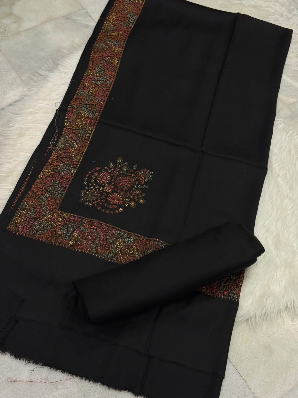 Pashmina Kacha Tanka black  3PC