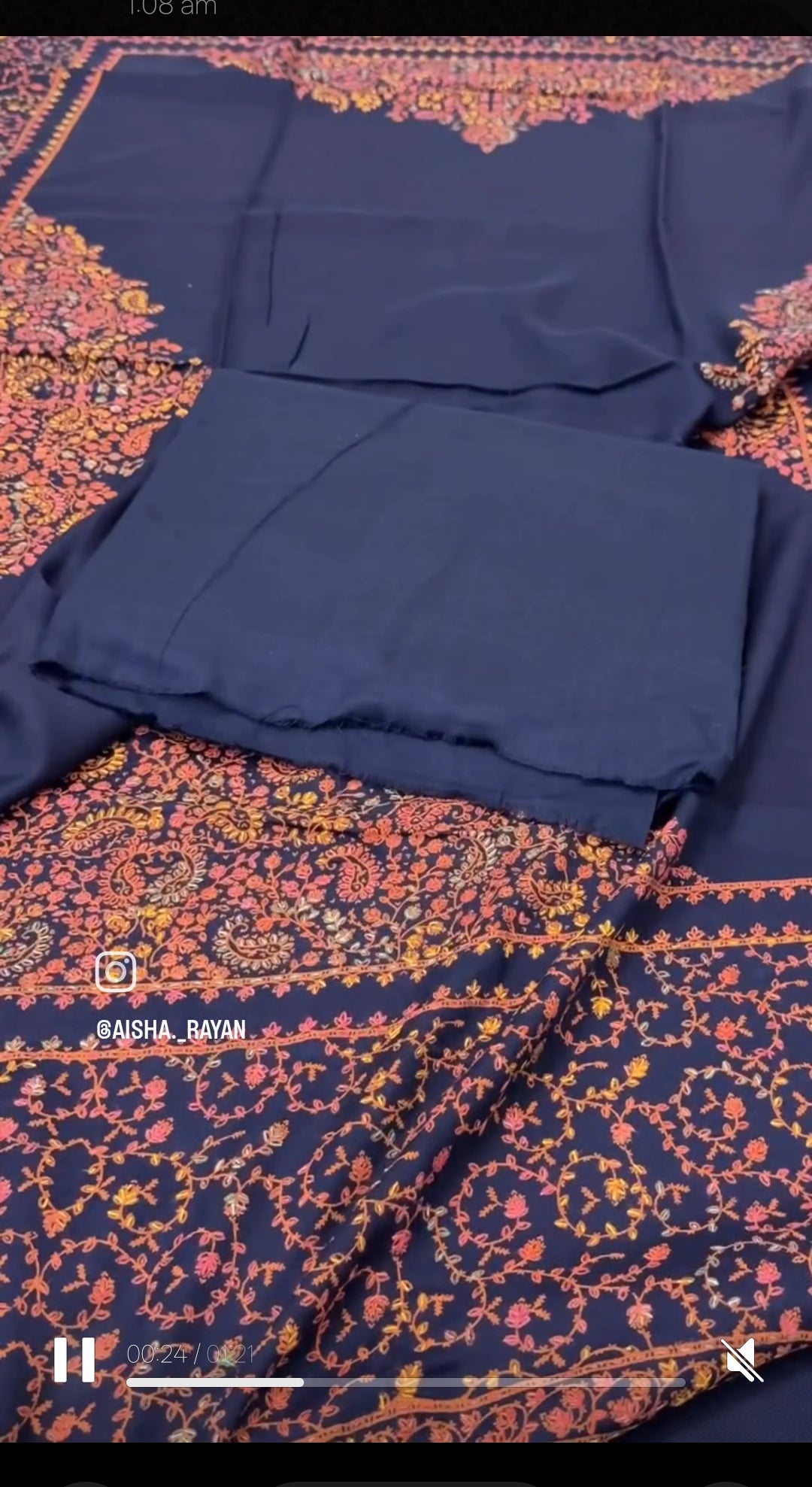 Pashmina wool  Taj Three navy blue  Pc suit